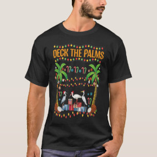Deck the Palms Merry Flamingo Christmas funny T-Shirt