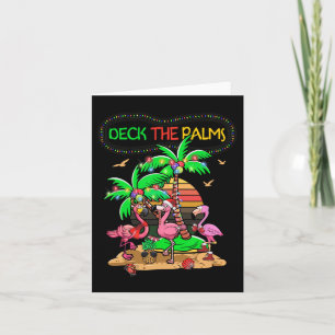 Deck The Palms Merry Flamingo Christmas Palm Tree Card