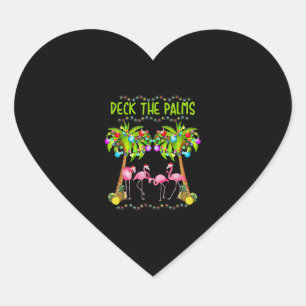 Deck the Palms Merry Flamingo Christmas tee funny Heart Sticker