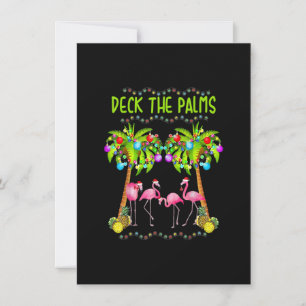 Deck The Palms Merry Flamingo Christmas Tee Funny Invitation