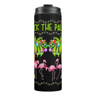 Deck the Palms Merry Flamingo Christmas tee funny Thermal Tumbler