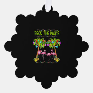 Deck the Palms Merry Flamingo Christmas tee funny Tree Decoration Card