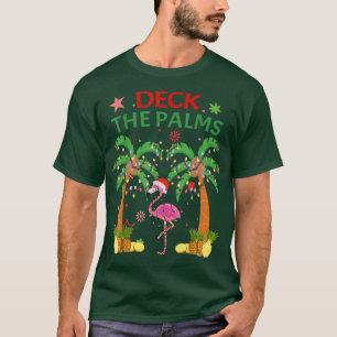Deck The Palms Pyjamas Christmas Florida Flamingo  T-Shirt