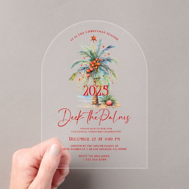 Deck The Palms Tropical Christmas Party Invitation (Insitu (Handheld))