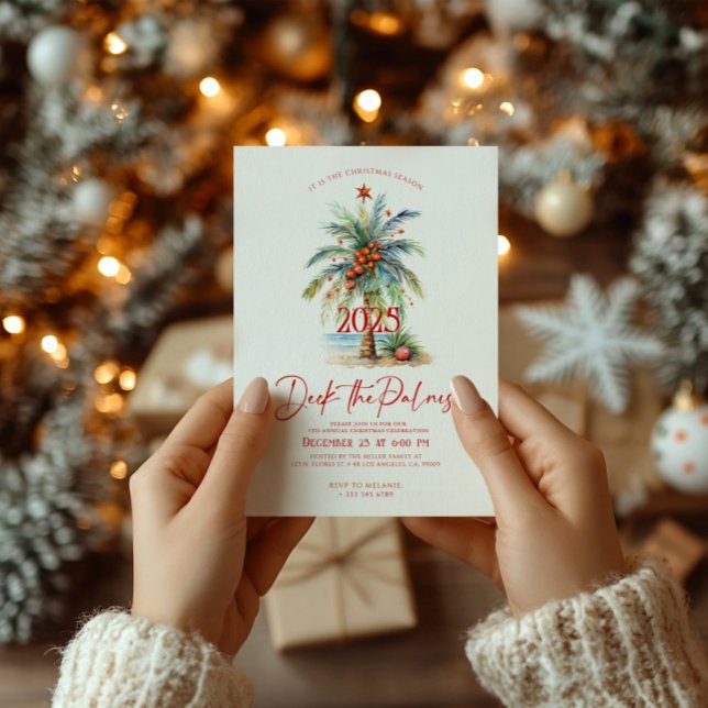 Deck The Palms Tropical Christmas Party Invitation (Creator Uploaded)