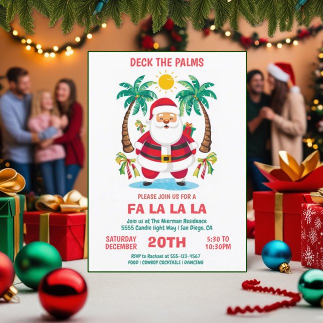 Deck the Palms Tropical Christmas Party Invitation (Creator Uploaded)