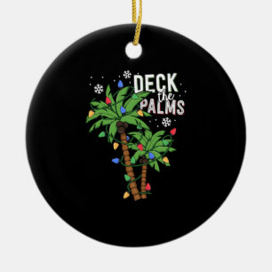 Deck The Palms Tropical Hawaii Christmas Palm Ceramic Ornament