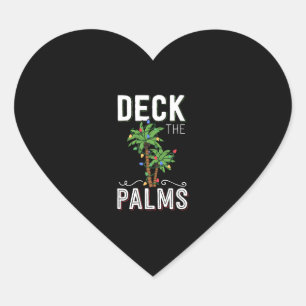 Deck The Palms Tropical Hawaii Christmas Palm  Heart Sticker
