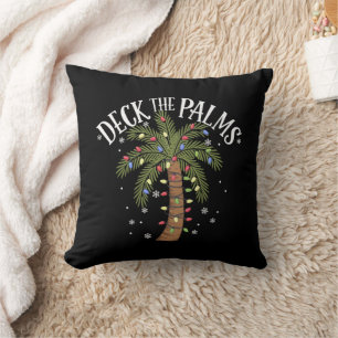 Deck The Palms Tropical Hawaii Christmas Palm Tree Cushion