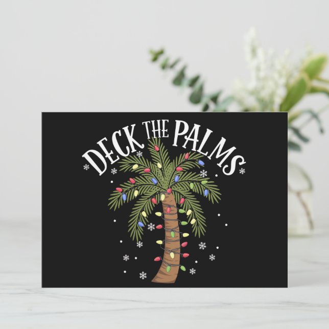 Deck The Palms Tropical Hawaii Christmas Palm Tree Holiday Card (Standing Front)