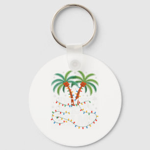 Deck The Palms Tropical Hawaii Christmas Palm Tree Key Ring