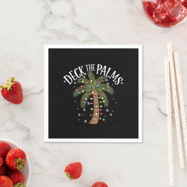 Deck The Palms Tropical Hawaii Christmas Palm Tree Napkin (Insitu)