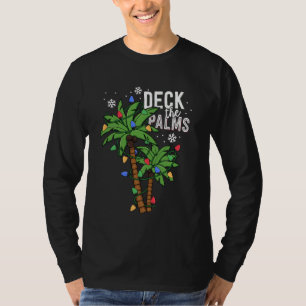 Deck The Palms Tropical Hawaii Christmas Palm Tree T-Shirt
