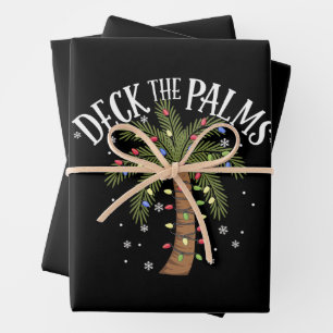Deck The Palms Tropical Hawaii Christmas Palm Tree Wrapping Paper Sheet