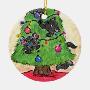 Deck the Paws-Cats in Christmas Tree Ceramic Tree Decoration