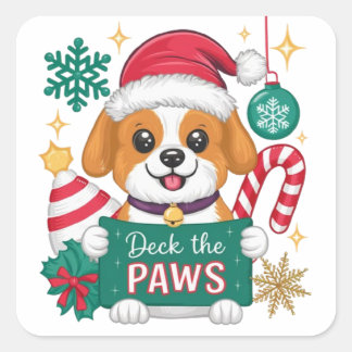 Deck The Paws Square Sticker