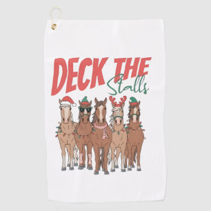 Deck the Stalls Funny Christmas Horse Lovers Golf Towel