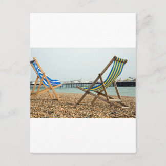 Deckchairs and shingle postcard