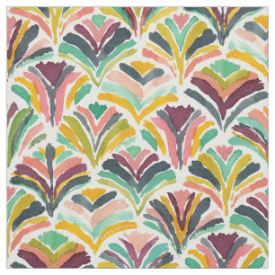 DECKED OUT Colourful Art Deco Scallop Print Fabric