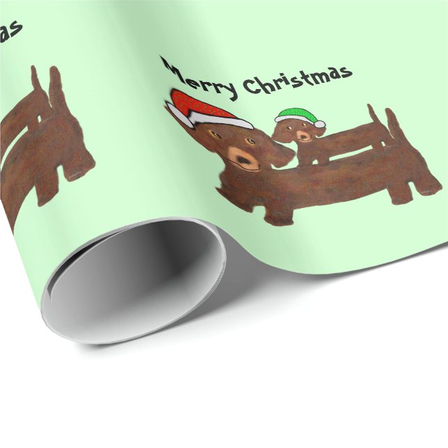 Decked Out Dachshunds Wrapping Paper (Roll Corner)