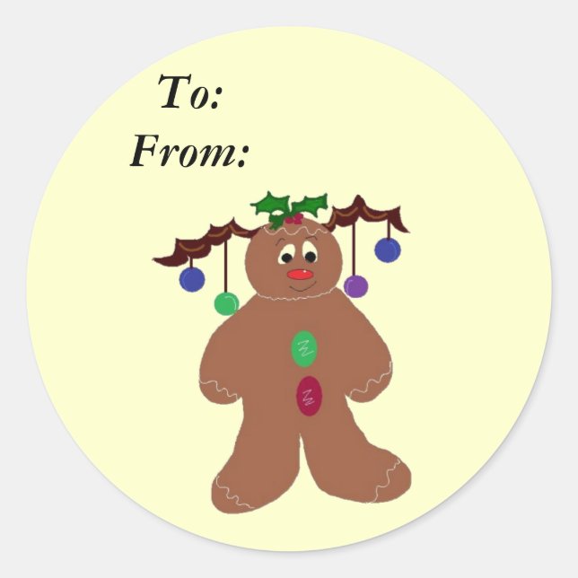 Decked out Gingerbreadman Classic Round Sticker (Front)