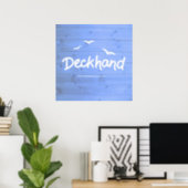 Deckhand Nautical Blue and White Maritime Art Poster (Home Office)