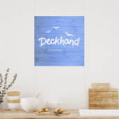 Deckhand Nautical Blue and White Maritime Art Poster (Kitchen)