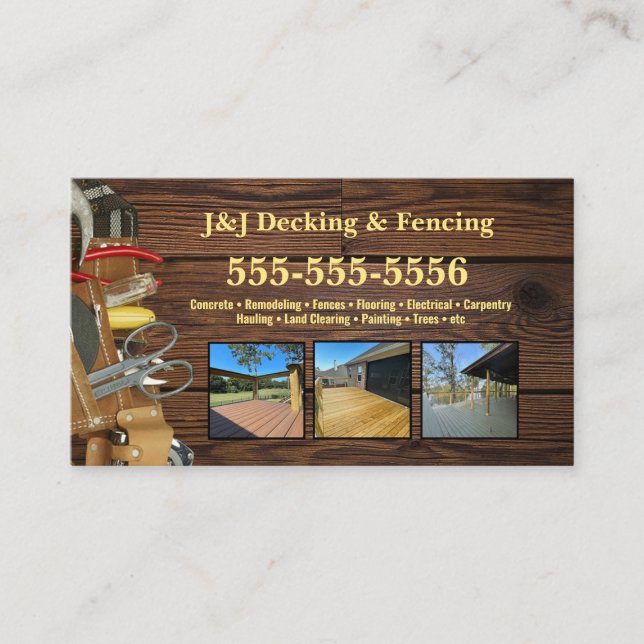Decking and Fencing Tool Belt Business Card (Front)