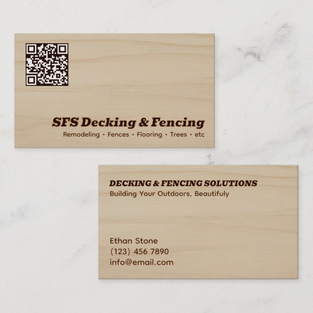 Decking & Fencing Business QR Vcard Card (Front/Back)