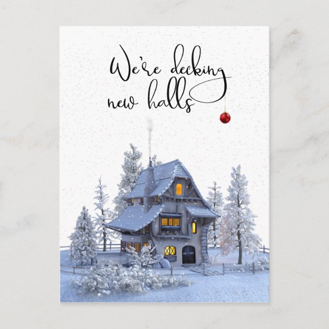 Decking New Halls Address Notice Moving Christmas Announcement Postcard (Front)