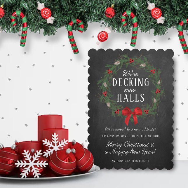 Decking New Halls | Chalkboard Holiday Moving Card (Creator Uploaded)