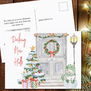Decking New Halls Christmas Door Number Holiday Postcard