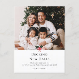 Decking New Halls Christmas New Address Photo Postcard