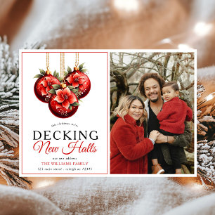 Decking New Halls Christmas Photo Holiday Moving Announcement