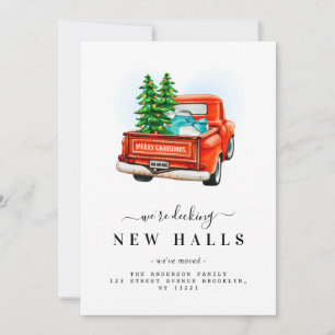 DECKING NEW HALLS    christmas truck moving Holiday Card