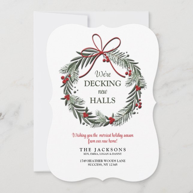 Decking New Halls Holiday Moving Card (Front)