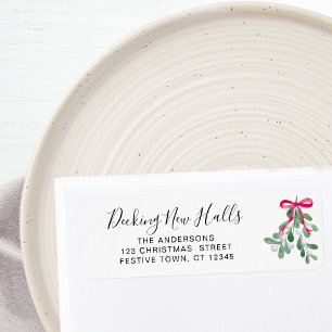 Decking New Halls Mistletoe Return Address Label