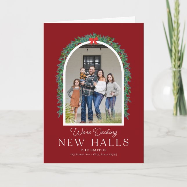 Decking New Halls Moving Announcement Holiday Card (Front)