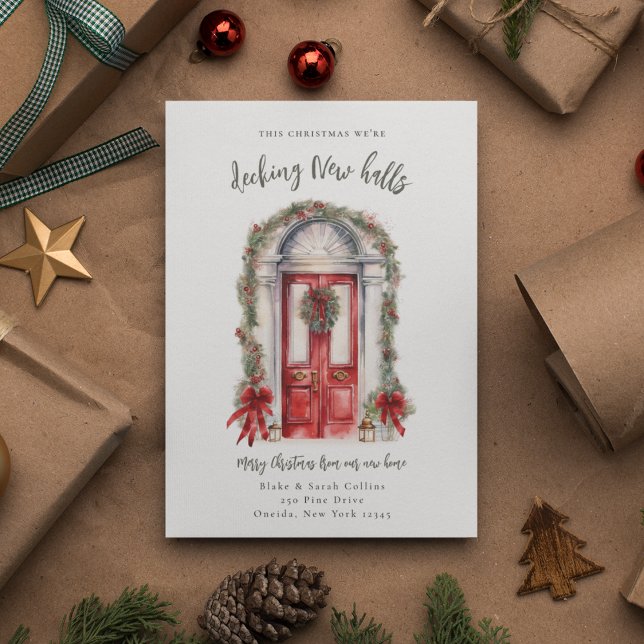 Decking New Halls Moving Announcement Holiday Card (Creator Uploaded)
