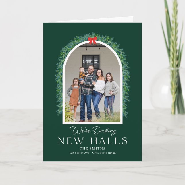 Decking New Halls Moving Announcement Holiday Card (Front)