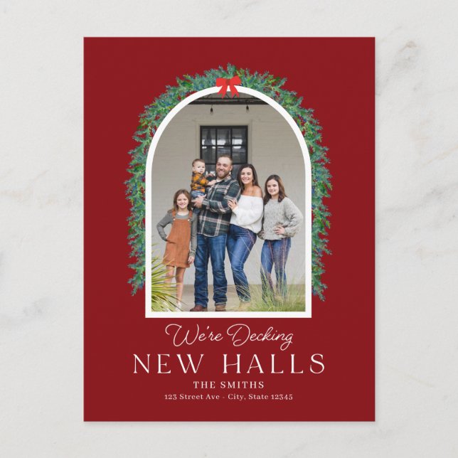Decking New Halls Moving Announcement Postcard (Front)