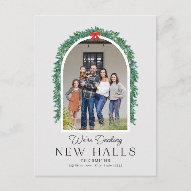 Decking New Halls Moving Announcement Postcard (Front)