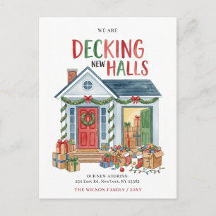 Decking New Halls New Address Moving Holiday Postcard