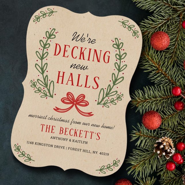 Decking New Halls | Rustic Kraft Wreath Holiday Card (Creator Uploaded)