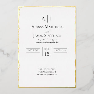 Deckle Edge Foil Wedding Invitation