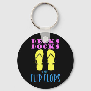 Decks docks and flip-flops summer design key ring