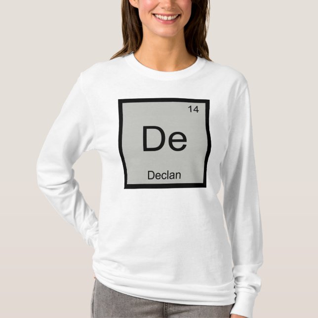 Declan Name Chemistry Element Periodic Table T-Shirt (Front)
