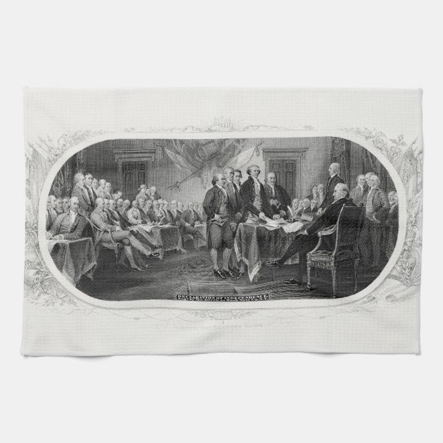 Declaration of Independence: $2 Bill, Etching Tea Towel (Horizontal)