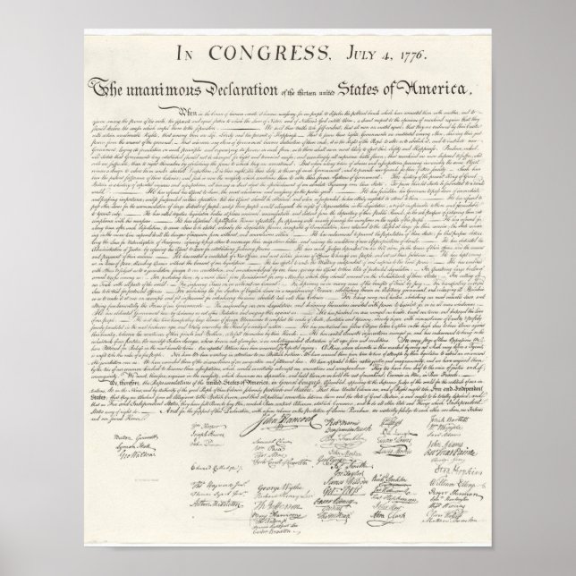 Declaration of Independence America July 4th Poster (Front)