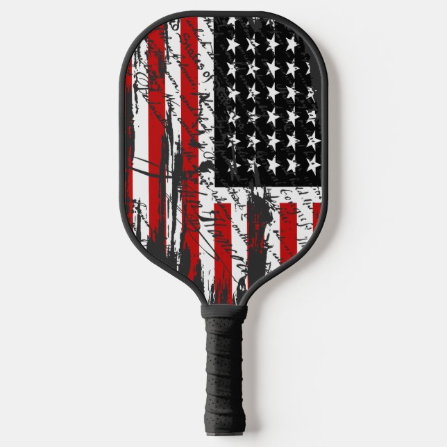 Declaration of Independence and American  Flag  Pickleball Paddle (Front)